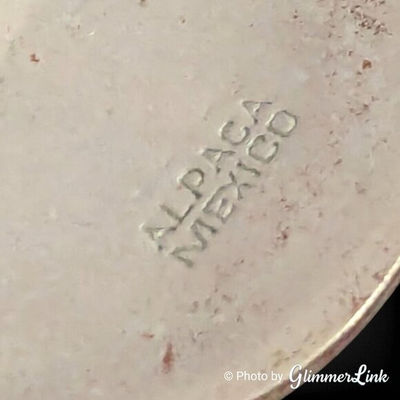 VTG Alpaca Mexico Geometric Inlay Abalone Shell Silver Tone Dangle Earrings - Picture 5 of 6